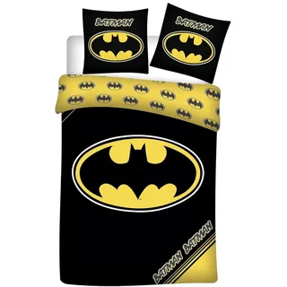BrandMac Kinderbettwäsche Batman Dark Knight Logo Bettwäsche 135 x 200 cm 100% Baumwolle, 1 teilig, Langlebig