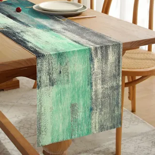 Hanrunsi Tischläufer Weihnachten Modern Grün Tischdeko Retro Rustikale für Drinnen und Draußen Urlaub Party Wohnzimmer Dekor Tolles Geschenk, Fernsehtisch, Brautparty, Zuhause, 33 cm x 183 cm