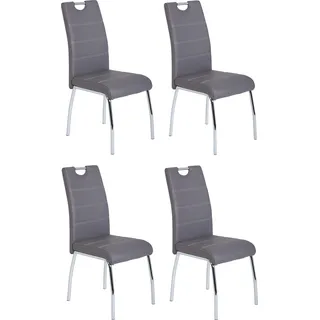 Esszimmerstuhl HELA "Susi" Stühle Gr. B/H/T: 44 cm x 98 cm x 61 cm, 4 St., Kunstleder, Metall, grau (grau, silberfarben) Küchenstühle 1, 2 oder 4 Stück
