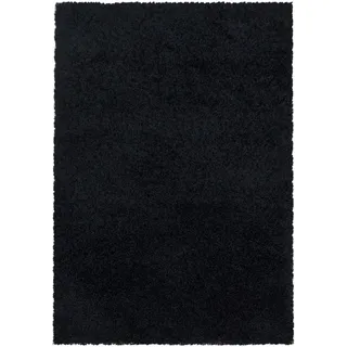 Teppium Moderner Hochflor Teppich Wohnzimmer 200x300 (200 x 290 cm) Schwarz - Shaggy Flauschiger Teppich, Extra Weich, Pflegeleicht und Einfarbig - für Schlafzimmer, Küche und Esszimmer
