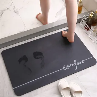 Odot Modern Badezimmerteppich Schnelltrocknend, Badematte Rutschhemmend Kieselalgenschlamm Wasserabsorbierenden Duschvorleger für Badezimmer (40x60cm,Dunkelgrau)