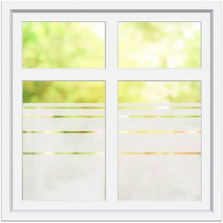 INDIGOS UG Fensterbild Dynamische Streifen G96 - Höhe 50 cm Glasdekorfolie silber satiniert 170 cm