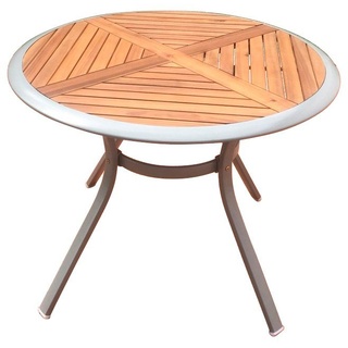 MERXX Gartentisch Siena, Ø 100, Tischplatte aus 100% FSC®-zertifiziertem Hartholz, Aluminium beige|silberfarben