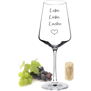 MG-Laserdesign Leonardo Weinglas Lebe Liebe Lache Puccini Weinglas Graviert Wunschtext Rotwein Weißwein (560 ml)