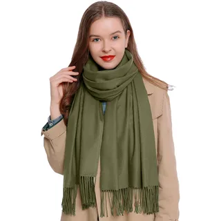 DonDon Schal Damen Winter Wollschal Winterschal warm weich 185 x 65 cm grün - Einheitsgröße