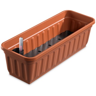 ALPFA Balkonkasten 60 cm terracotta mit Wasserspeicher Made in Germany Blumenkasten, eckig orange