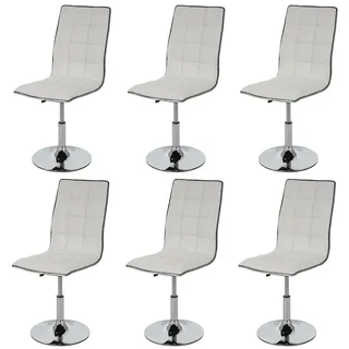 chefgastro Esszimmerstuhl Kunstleder Weiß 6er Set