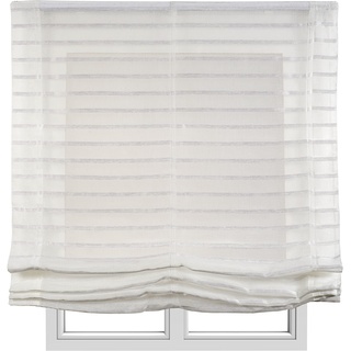 STORESDECO - Faltrollo Ohne Stangen, Lichtdurchlässiges Rollo Für Fenster, Stoffrollo Transparent | Dream Weiß Streifen, 180 cm x 175 cm