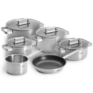 WOLL – Steel Topf-Set 10-teilig Ø 20–24 cm – Induktions-Töpfe aus Edelstahl, spülmaschinenfest, energiesparend & langlebig – Topf – Kochtopf-Set – Töpfe Set – Kochtopf Induktion