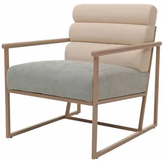 Mendler Lounge-Sessel HWC-O38 Stoff/Textil 64 x 78 x 64 cm Beige/Blau-Grün
