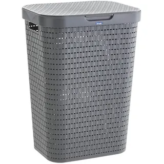 Rotho Wäschetonne Country, Anthrazit, Kunststoff, 55 L, 32x57.2x42 cm, Reach, DIN EN ISO 14001, DIN EN ISO 9001, Made in Switzerland, rostfrei, Belüftungsöffnungen, Ordnen & Aufbewahren, Wäschekörbe & Tonnen