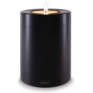 Qult Farluce Trend • Farbe Schwarz • ∅ 10 cm Höhe 15 cm • Teelichthalter in Kerzenform • Kunststoffkerze in Kerzenoptik • Mit Teelichteinsatz • inkl. 1 TLM16 Maxilight Teelicht (für ∅ 10 & 12 cm)