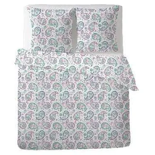 IKEA Stallört Bettwäscheset - weiß mit Paisley Muster - Deckenbezug 240x220 2X Kissenbezug 80x80 cm - 100% Baumwolle