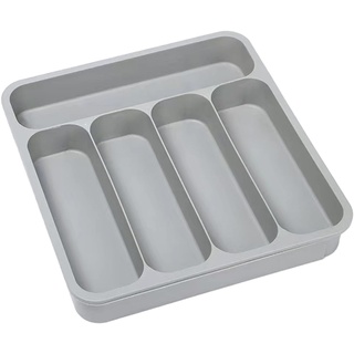 BSOMAM Besteck-Schubladen-Organizer, Utensilien-Organizer und verstellbarer Besteckkasten für Küchenschublade, verstellbarer Besteckhalter, kompakte Kunststoff-Aufbewahrung für Löffel, Gabeln, Messer