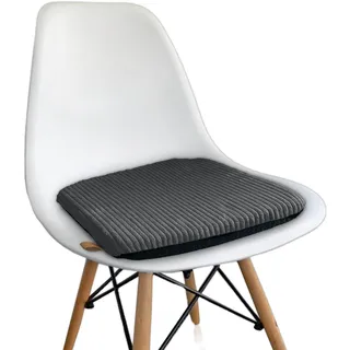 FRIHET® ergonomisches Kissen mit Memory Schaum + Cord-Stoff | Sitzkissen orthopädisch | Antirutsch-Beschichtung | eckig 39x39cm | Sitzpolster für Stuhl Büro Auto Bank (1, Cord grau, eckig 39x39cm)