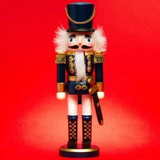 SIKORA NK-I Deko Nussknacker Figur aus Holz Verschiedene Motive 3 Größen, Größe:Höhe ca. 28 cm, Farbe/Modell:Soldat blau Weiss
