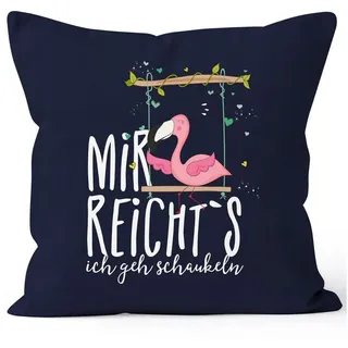 MoonWorks Dekokissen Kissen-Bezug Flamingo Mir reichts ich geh schaukeln Sprüche Spruch blau