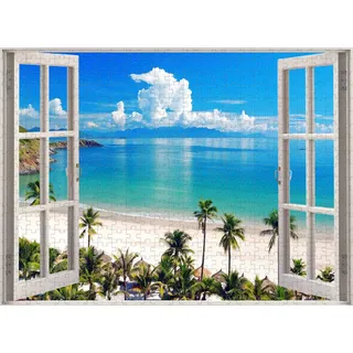 Erwachsene Puzzles 5000 Teile Fenster Meerblick Herausfordernde Puzzles und Familienspiel-Puzzle-Kombinationen