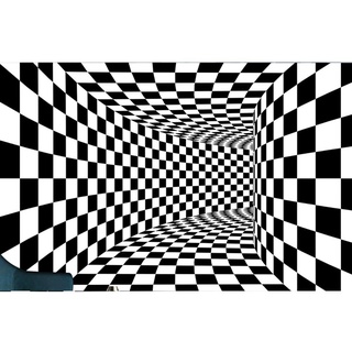 Tianbi 3D Bereich Teppich Wirbel Illusion Teppich Schwarz Und Weiß Kariert 3D Visueller Effekt Boden Teppich Matte Rutschfester Wirbel Teppich Teppich für Zuhause Schlafzimmer Wohnzimmer