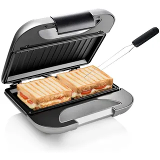 PRINCESS Sandwichmaker, 750 W, Toaster Snack & Panini-Maker kleiner Low fat Kontaktgrill Indoorgrill silberfarben