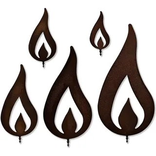 ARTTEC Flamme Kerze (Edelrostdeko) (5er Set) - hochwertige Gartendeko aus Metall - Edelrost Deko für Garten, Balkon & Terasse - Metall Deko zum Aufstellen - Made in Germany
