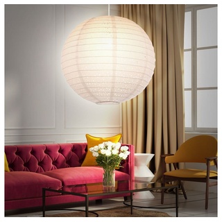 Globo Kugelleuchte, Leuchtmittel nicht inklusive, Lampenschirm weiß rund Papierschirm pendelnd D40 cm Wohnzimmer weiß