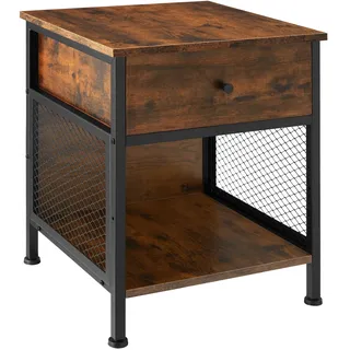 tectake® Nachttisch Killarney 45x46x55,5cm - Industrial Holz dunkel, rustikal