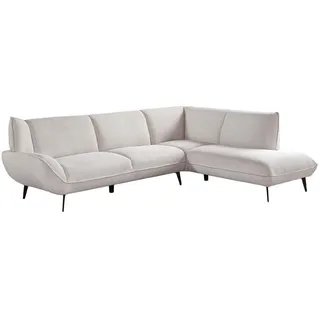 KAWOLA Sofa CALLA Ecksofa Cord cremeweiß Recamiere rechts - Weiß