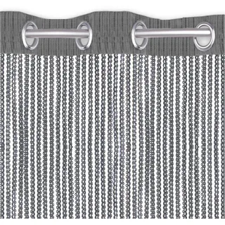 arsvita Fadenvorhang Metall-Optik Ösen, 140x250cm anthrazit - dunkelgrau)