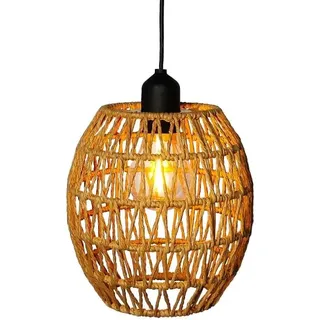2 Stück Rattan Hängelampe Mit Batterie, Batteriebetriebene Lampe Mit Rattan Lampenschirm Und Fernbedienung, Wasserdicht Boho Pendelleuchte Ohne Strom, Boho Hängeleuchte Für Innen Außen Garten Balkon