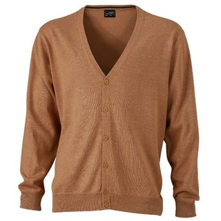 James & Nicholson Cardigan JN 661 Herren V-Neck Cardigan Leichte Strickqualität braun S