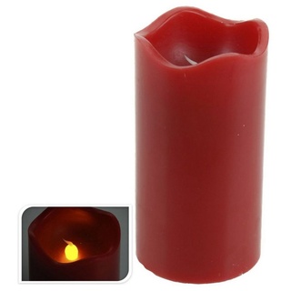 LED-Kerze LED Kerze 7x13cm rot Echtwachskerze mit Timer Funktion, realistisches Ambiente rot