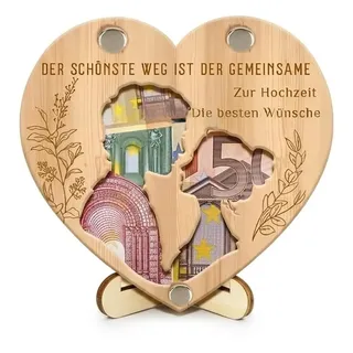 KAHZOR 1 PC Geldgeschenk Hochzeit Herz Holz, personalisiert holz herz hochzeit geldgeschenk,Personalisiertes Wunscherfüller Geschenke Aus Holz Für Hochzeit Jubiläum Geburtstag
