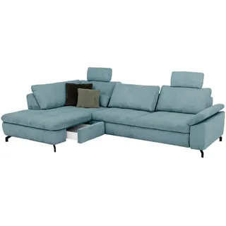 Beldomo Style Ecksofa Sense, Hellblau, Metall, 3-Sitzer, Ottomane links, Eckteil, L-Form, 291x197 cm, Goldenes M, Typenauswahl, Fußauswahl, Stoffauswahl, seitenverkehrt erhältlich, individuell planbar, Wohnzimmer, Sofas & Couches, Wohnlandschaften, Ecksofas