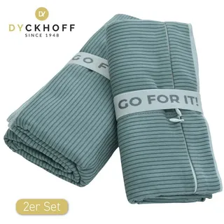 Dyckhoff Handtuch Mikrofaser Sporttuch Struktur, Microfaser (2-St), Mit Überstülpkapuze, Schnelltrocknend, Leicht, Reißverschlusstasche blau 60 cm x 120 cm