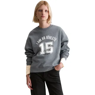 Sweatshirt MARC O'POLO DENIM "mit kuschelig gerauter Innenseite", Damen, Gr. XXS, asphalt melange, Obermaterial: 100% Baumwolle, unifarben, relaxed fit, Rundhals, normaler Saum, Sweatshirts Sweatshirt