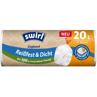 Swirl Müllbeutel Reißfest & Dicht 20 l Zugband 15er 45x50cm