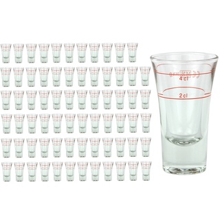 72er Set Schnapsglas DUBLINO mit Eichstrich, 2 cl + 4 cl in Einem, doppelt-geeichtes Spirituosenglas mit Füllstrich, Double Shot Glas, Stamper, hochglänzendes Markenglas, glasklar