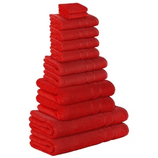 StickandShine Handtuch Set 4x Gästehandtuch 2x Handtücher 4x Duschtücher 2x Badetuch als SET in verschiedenen Farben (12 Teilig) 100% Baumwolle 500 GSM Frottee 12er Handtuch Pack, (Spar-SET) rot