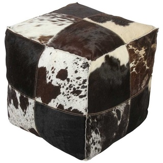 Casa Moro Pouf »Patchwork Leder Sitzkissen Rom 50x50x45 cm (B/T/H) quadratisch« (ein Patchwork Polsterhocker, Sitzwürfel für einfach schöner Wohnen), Handgefertigt, HH6030 schwarz