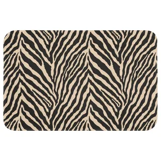 OnlyWow Badematte Zebra - Klassisch - Schwarz, Höhe 10 mm, Polyester, Rechteckig, Badezimmerteppich, Badteppich, Rutschfest, Badvorleger, Waschbar schwarz Rechteckig | 60 cm x 40 cm x 10 mm