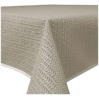 Haus und Deko Gartentischdecke Outdoor rechteckig wetterfest wasserabweisend rutschfest abwischbar PVC Weichschaum Tischdecke für Garten, Balkon, Terrasse und Camping (Beige, 130 x 160 cm)
