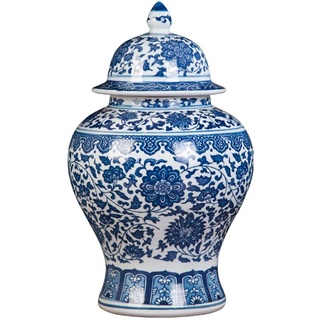 Antik Porzellan Vase Blau Und Weiß Keramikplatten Blumenvase Tempel Jar Vase Hand Gemacht China Ming-Stil Für Zuhause Dekoration Wohnzimmer-c H37cmxw22cm