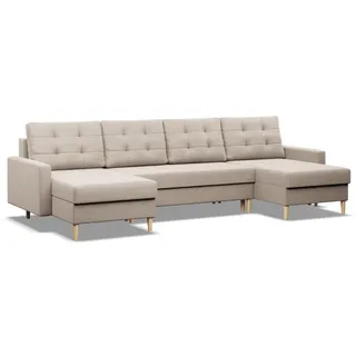 mebligo Eckcouch Textil 4-Sitzer Beige
