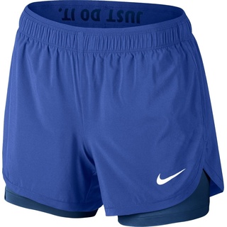 Nike W NK FLX 2In1 Kurze Hose für Damen, Blau (Comet Blaue/Binary Blaue/White), XL