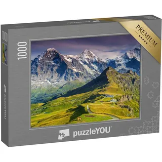 puzzleYOU: Puzzle 1000 Teile „Alpenpanorama mit Jungfrau, Mönch, Eiger Nordwand und Mannlichen, Schweiz“ – aus der Puzzle-Kollektion Schweiz, Landschaft