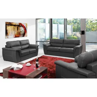Xlmoebel Polstergarnitur Elegante Leder Couch mit hohem Sitzkomfort und zeitlosem Design, (2-tlg., Sofagarnitur Set 3+1 4069424958201), Hergestellt in Europa schwarz