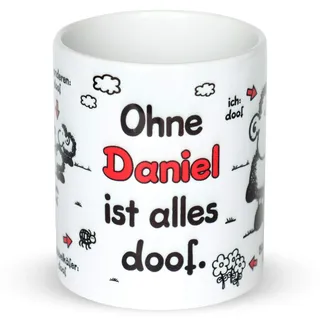 Sheepworld »Ohne ... ist alles doof.« Tasse mit Wunschnamen, personalisiert (weiß) | Porzellan, 32,5 cl, Tasse mit Namen | Geschenk personalisiert | L1366