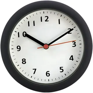 predolo Wanduhr, 15,2 cm, Rund, Neuartige Heimdekoration, Wasserdicht, Modern, Leise, Tickt Nicht, für Badezimmer, Flur, Wohnzimmer, Schwarz-Weiss