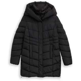Tom Tailor Damen Puffer-Mantel im 2-in-1-Look, schwarz, Uni, Gr. XS